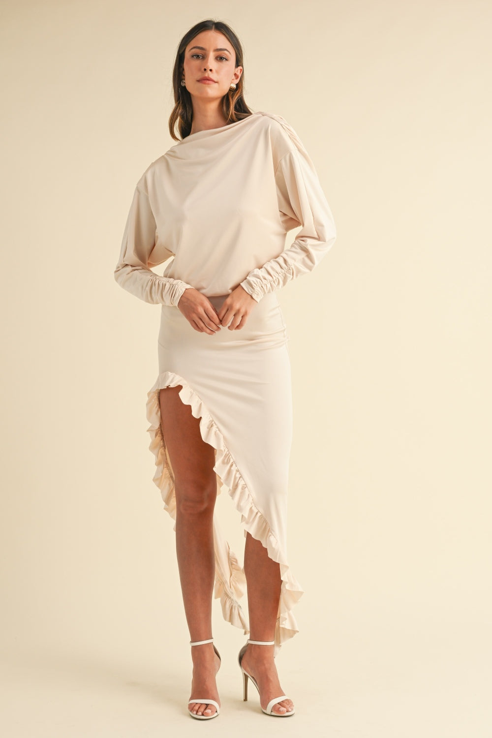 Mable Backless Asymmetric Ruffle Hem Dress 9516 | Gulf Resellers