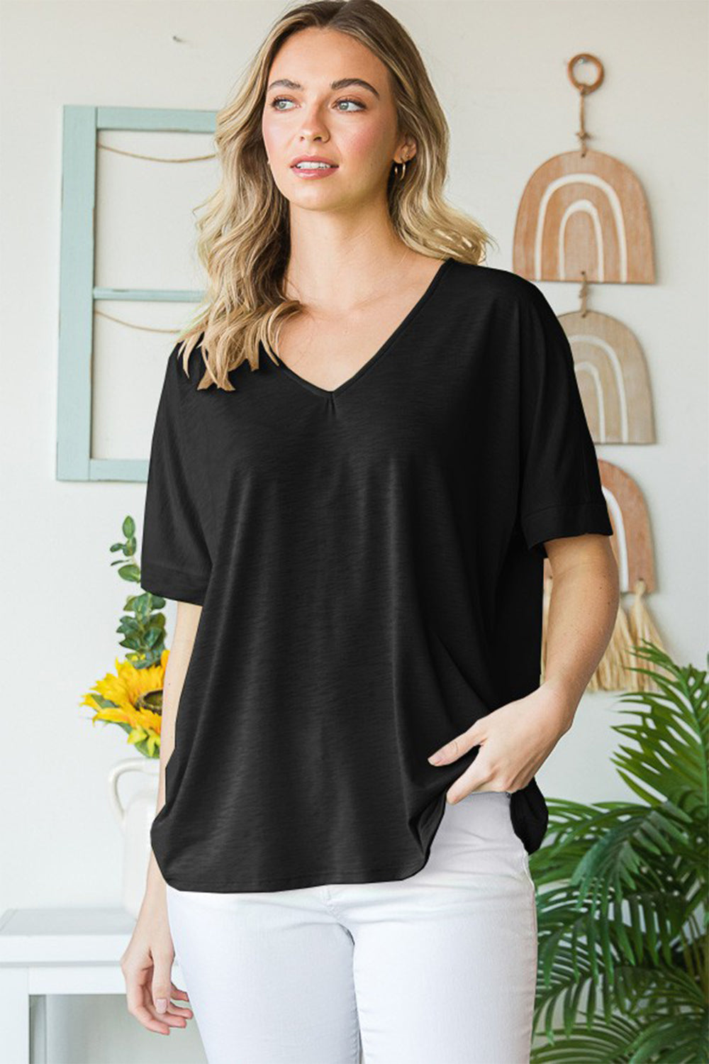 Heimish Full Size V-Neck Short Sleeve T-Shirt 19541 | Gulf Resellers