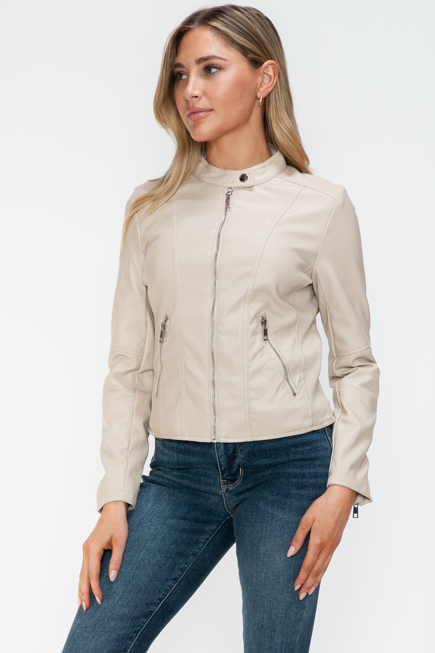 Snobbish PU Leather Zip Up Jacket with Pockets 15353 | Gulf Resellers