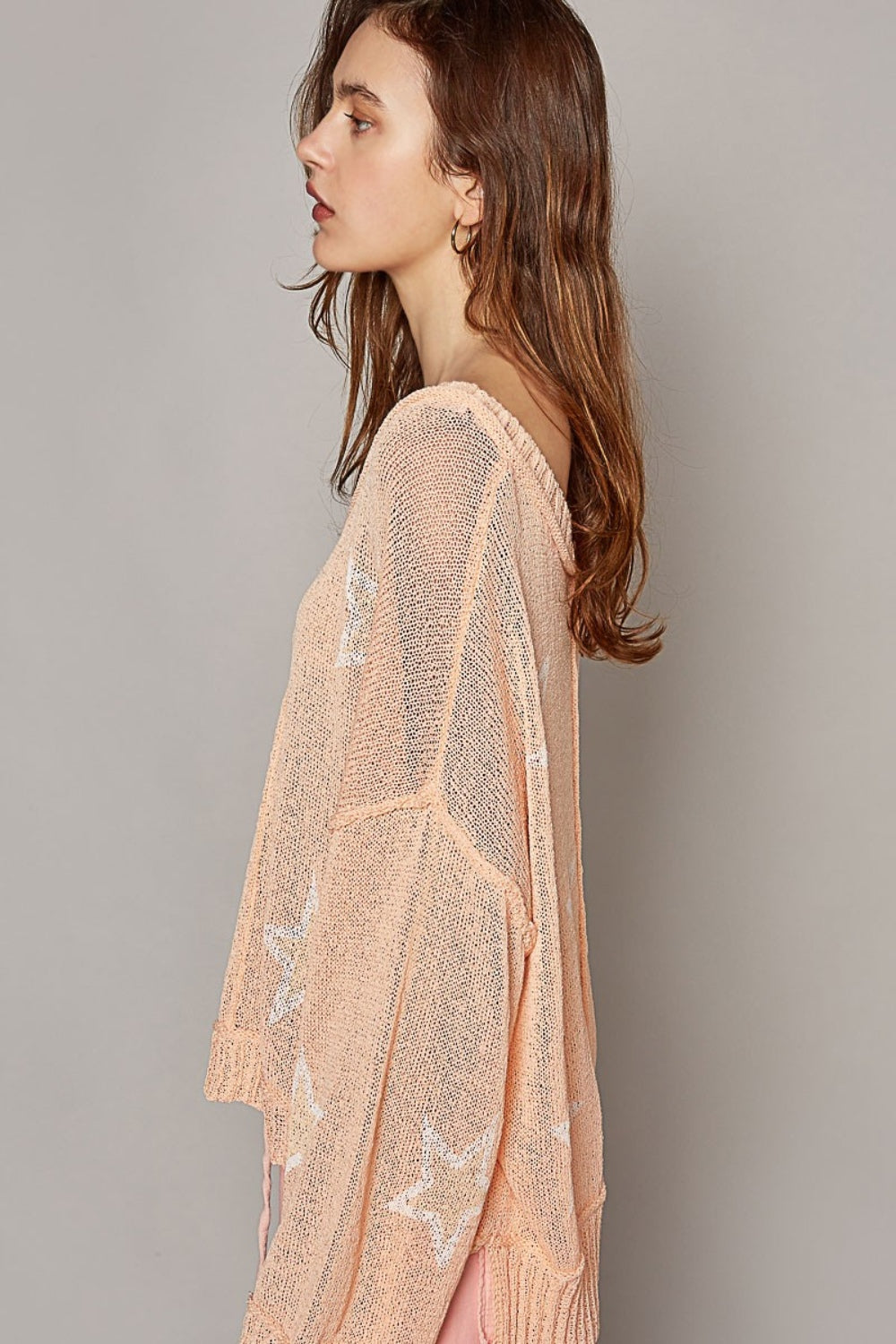 POL V-Neck Long Sleeve Star Print Knit Top 8353 | Gulf Resellers
