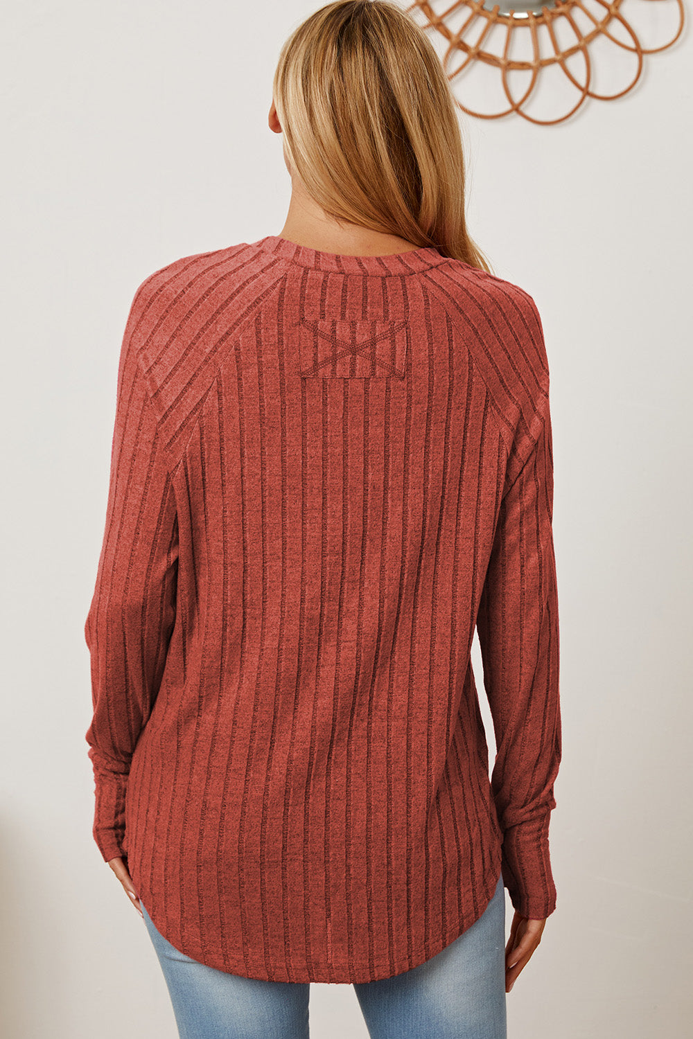 Basic Bae Full Size Ribbed Thumbhole Sleeve T-Shirt | Gulf Resellers