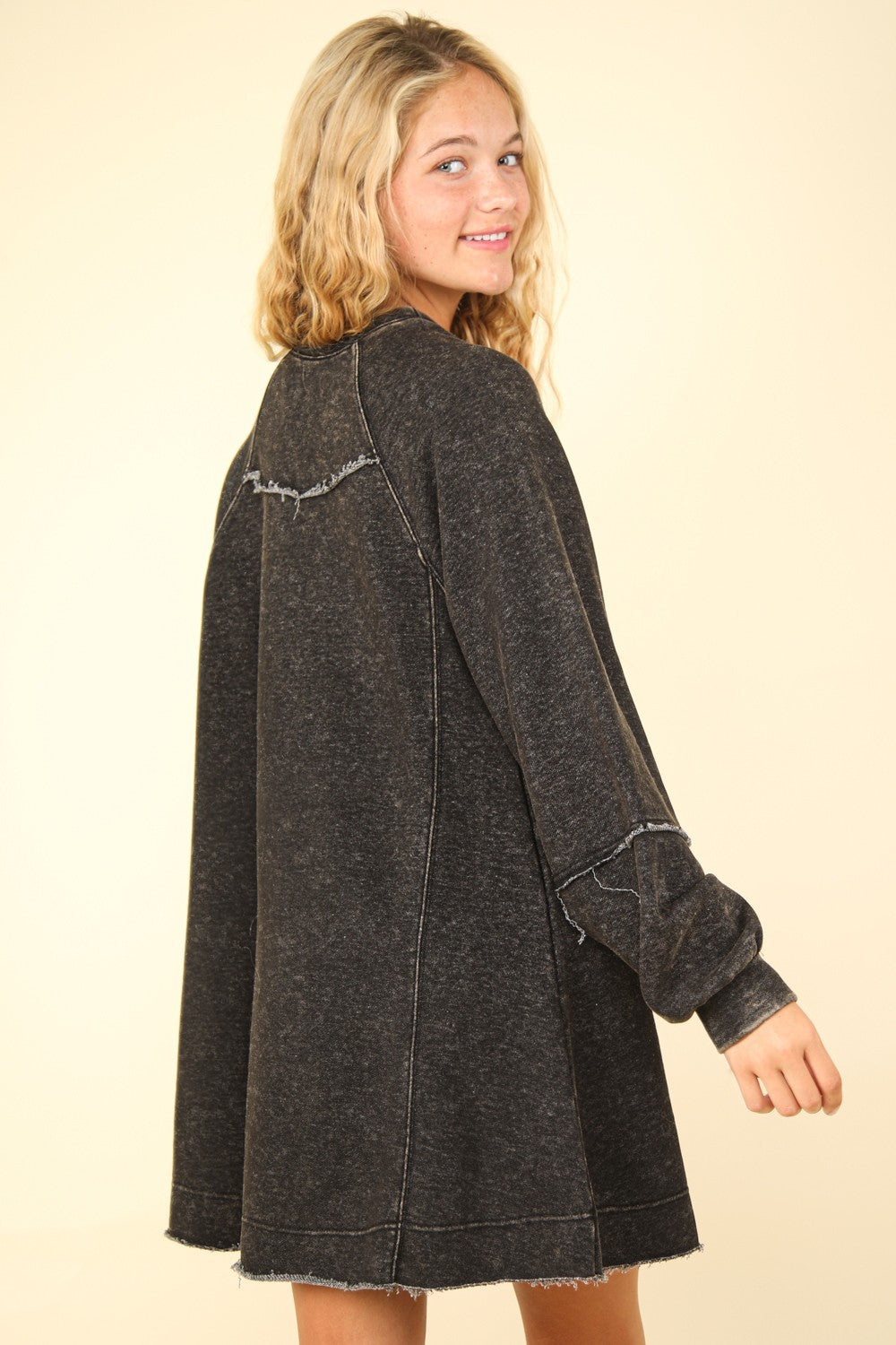 VERY J Mineral Washed Oversized A-Line Mini Dress 9684 | Gulf Resellers
