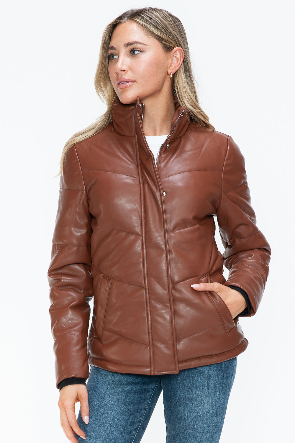 Snobbish Pocketed Zip Up Turtleneck Puffer Jacket 15123 | Gulf Resellers