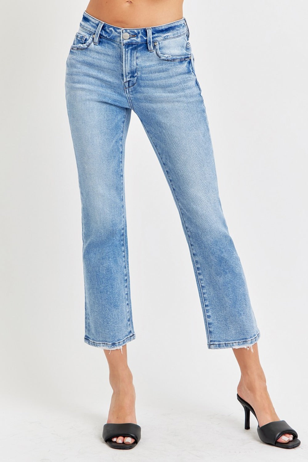 RISEN Full Size Low Rise Crop Slim Straight Jeans 8659 | Gulf Resellers 