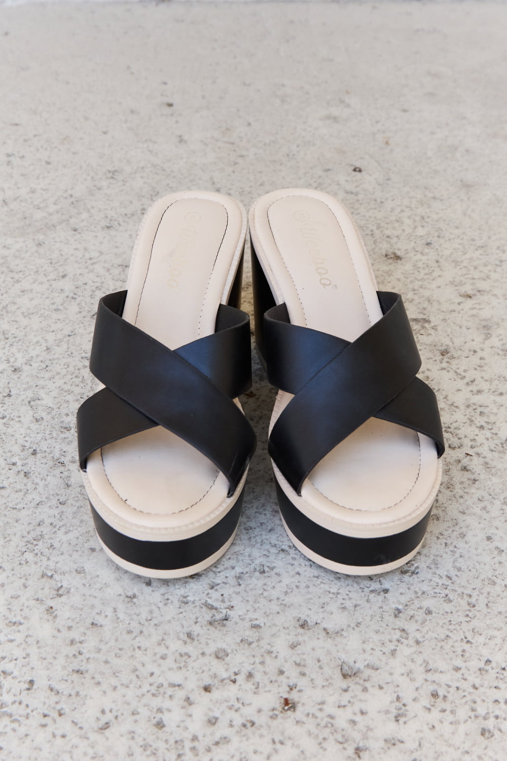 Weeboo Cherish The Moments Contrast Platform Sandals in Black | Gulf Resellers