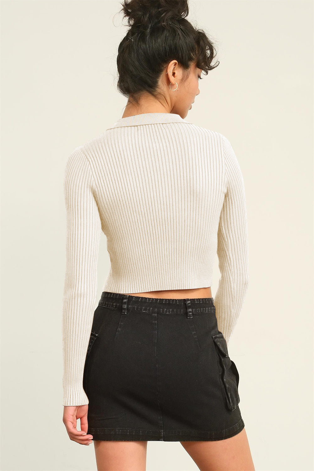 HYFVE Ribbed Double Zip Cropped Cardigan 18711 | Gulf Resellers 