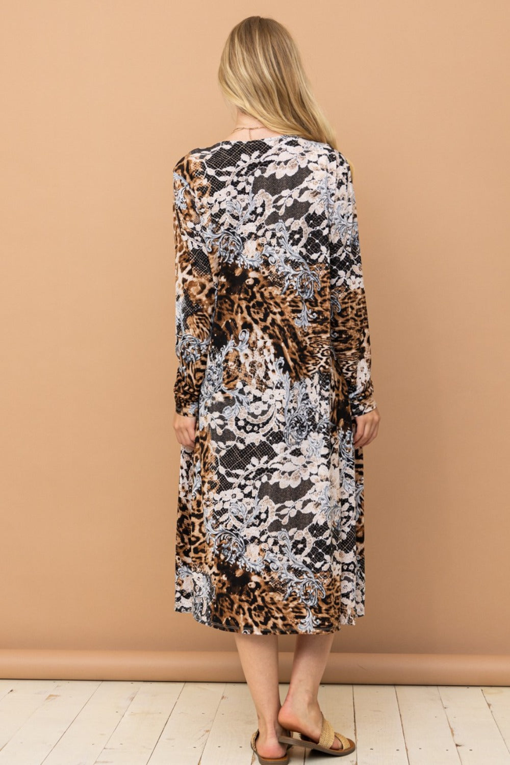 And The Why Leopard Kimono Open Front Longline Cardigan | Gulf Resellers