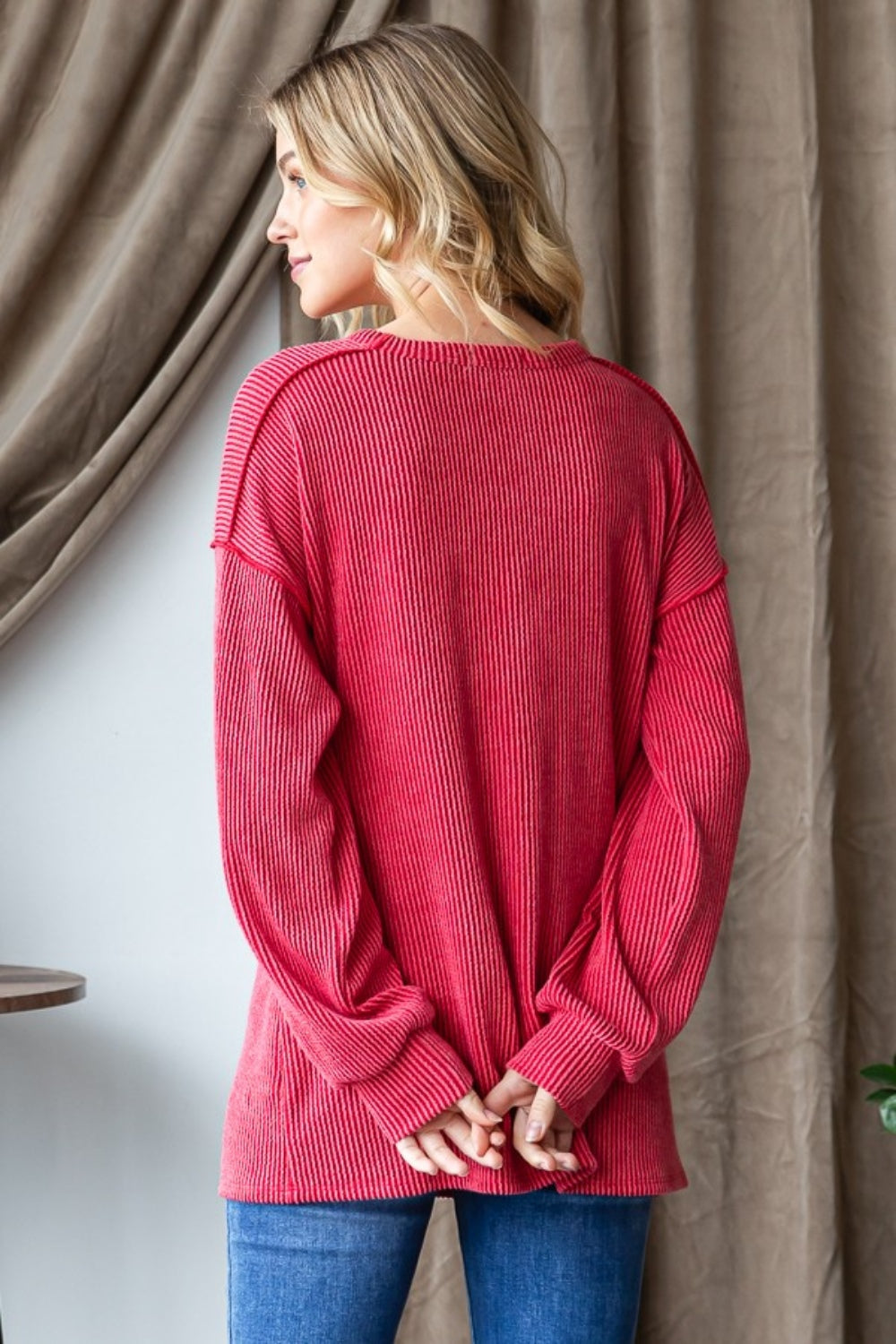 Heimish Ribbed Exposed Seam Long Sleeve T-Shirt 19378 | Gulf Resellers 