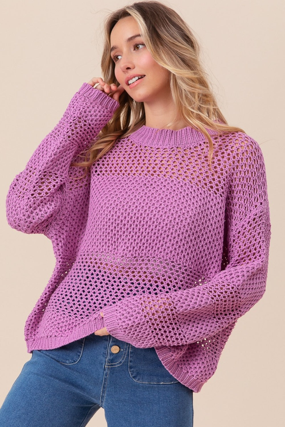 BiBi Openwork Long Sleeve Knit Top 8393 | Gulf Resellers 