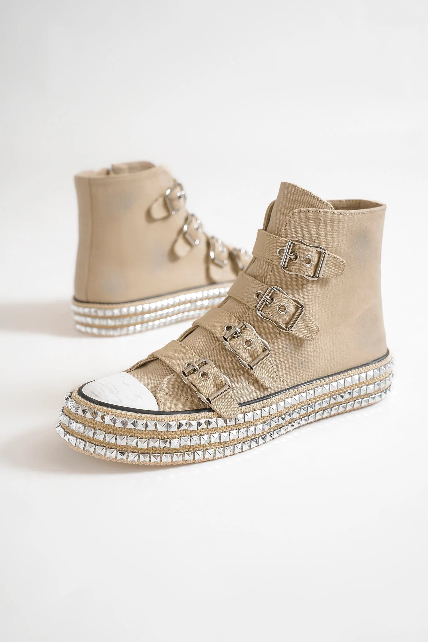 Beast Fashion Multi-Buckle Straps Studded Platform Sneakers 20576 | Gulf Resellers 