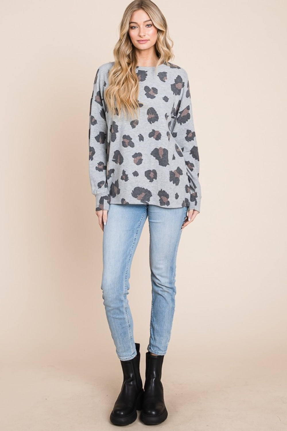 BOMBOM Leopard Drop Shoulder T-Shirt 21599 | Gulf Resellers 