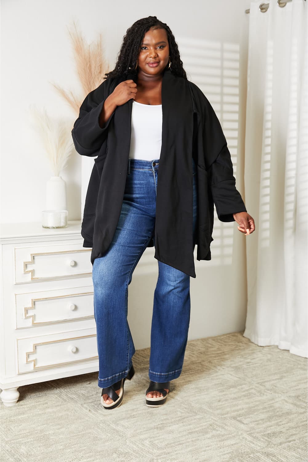 HEYSON Full Size Open Front Cardigan with Scarf Design 12676 | Gulf Resellers 