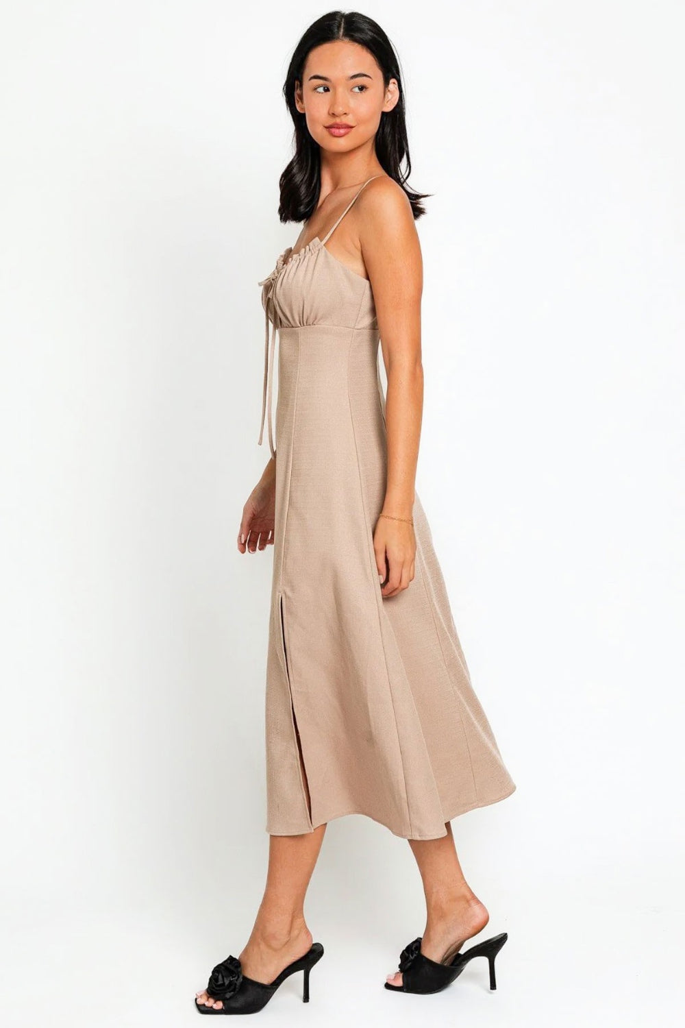 Le Lis Flare Front Tie Front Slit Midi Dress 5220 | Gulf Resellers 