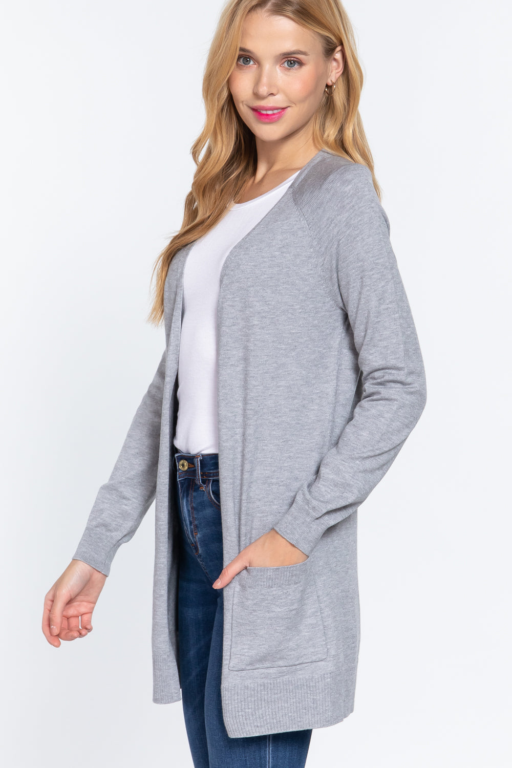 ACTIVE BASIC Open Front Long Sleeve Cardigan 9896 | Gulf Resellers 