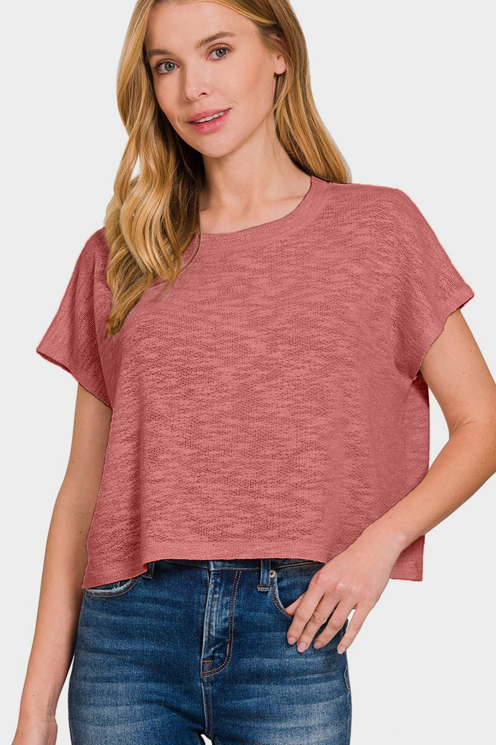 Zenana Round Neck Short Sleeve T-Shirt 6843 | Gulf Resellers 