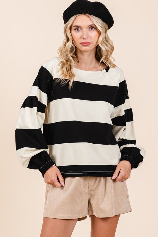 Mittoshop Striped Snap Shoulder Long Sleeve T-Shirt 18791 | Gulf Resellers 