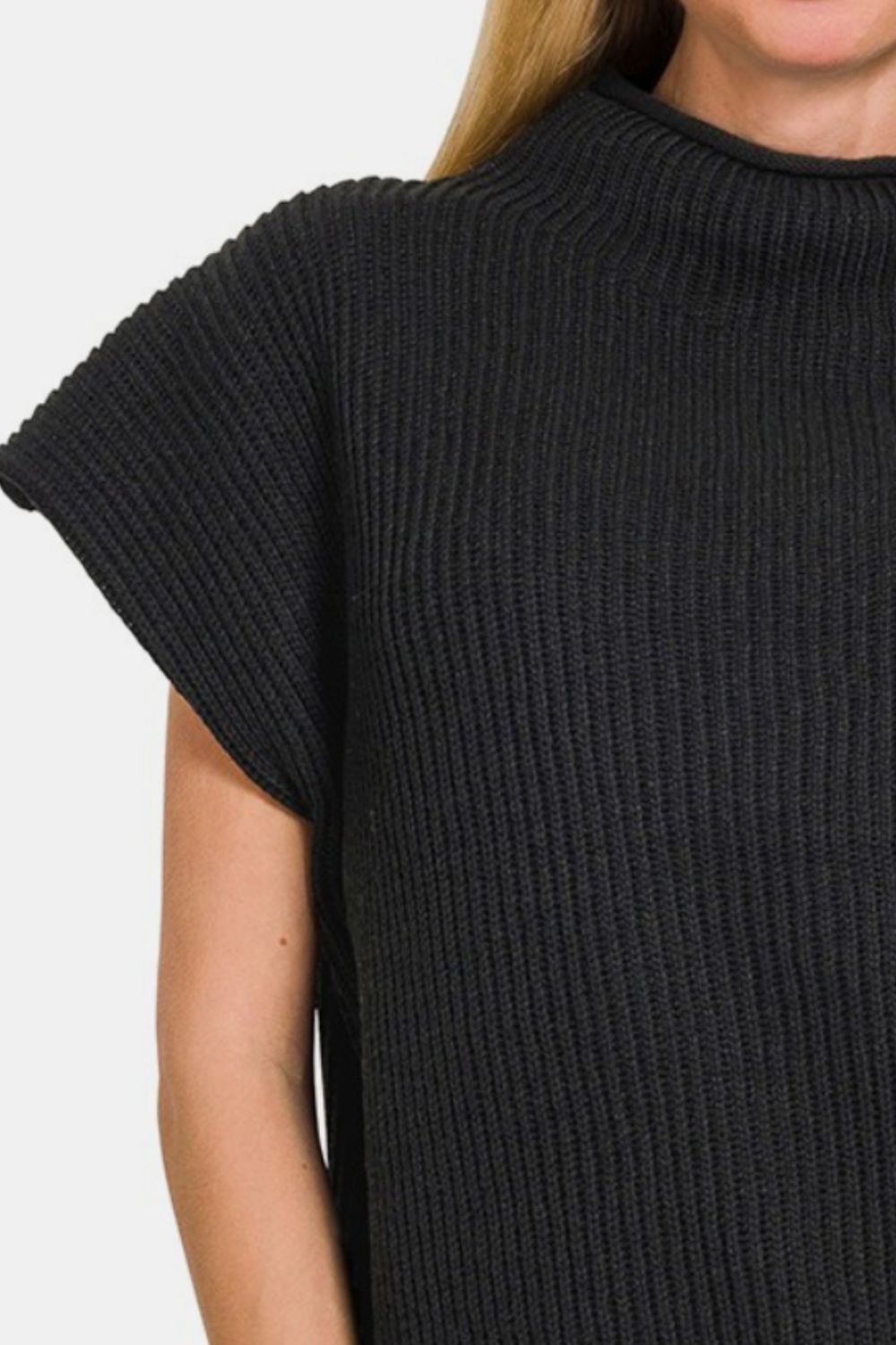 Zenana Short Sleeve Mock Neck Sweater | Gulf Resellers