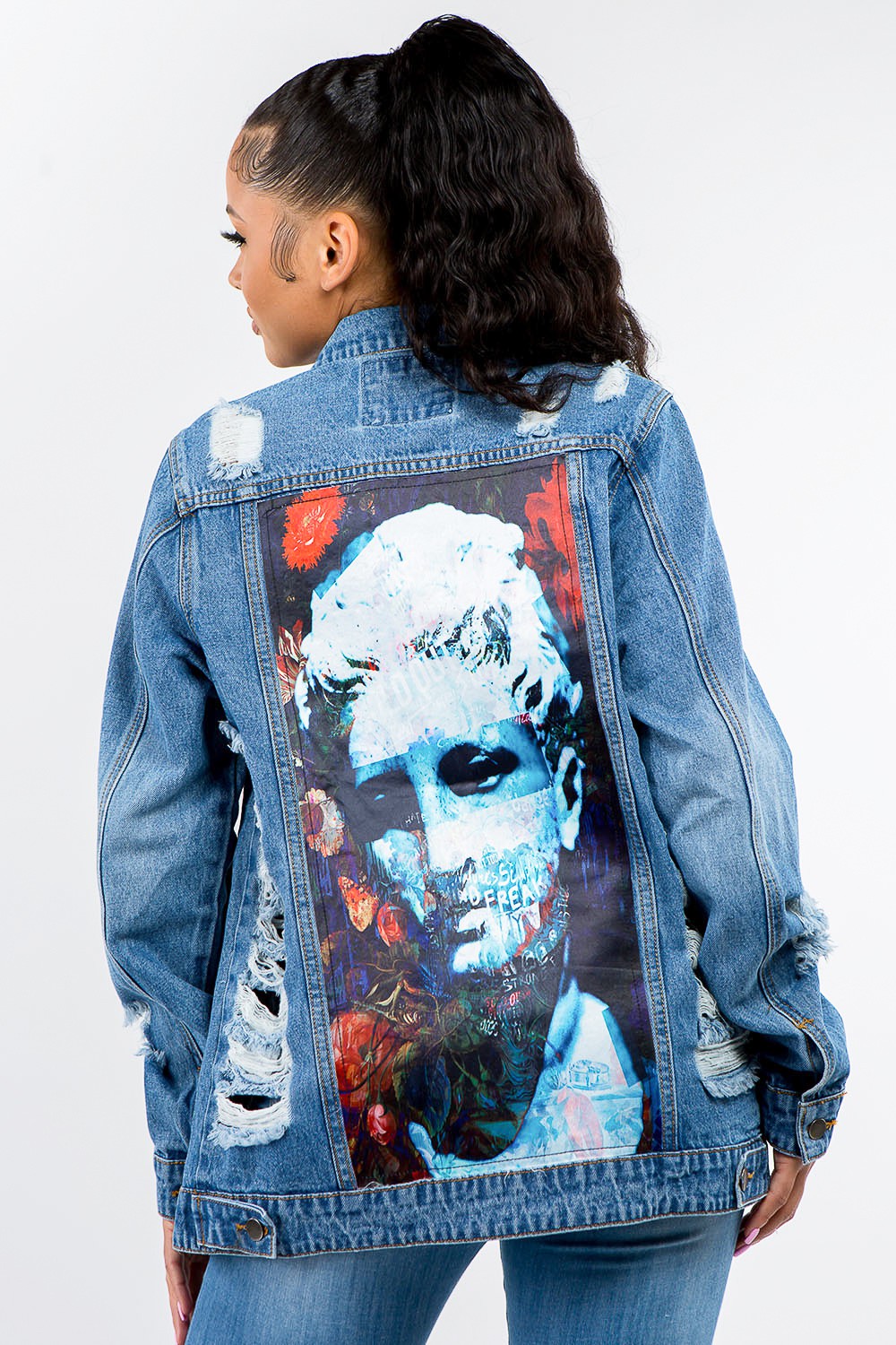 American Bazi Full Size Button Up Distressed Denim Jacket 13066 | Gulf Resellers 