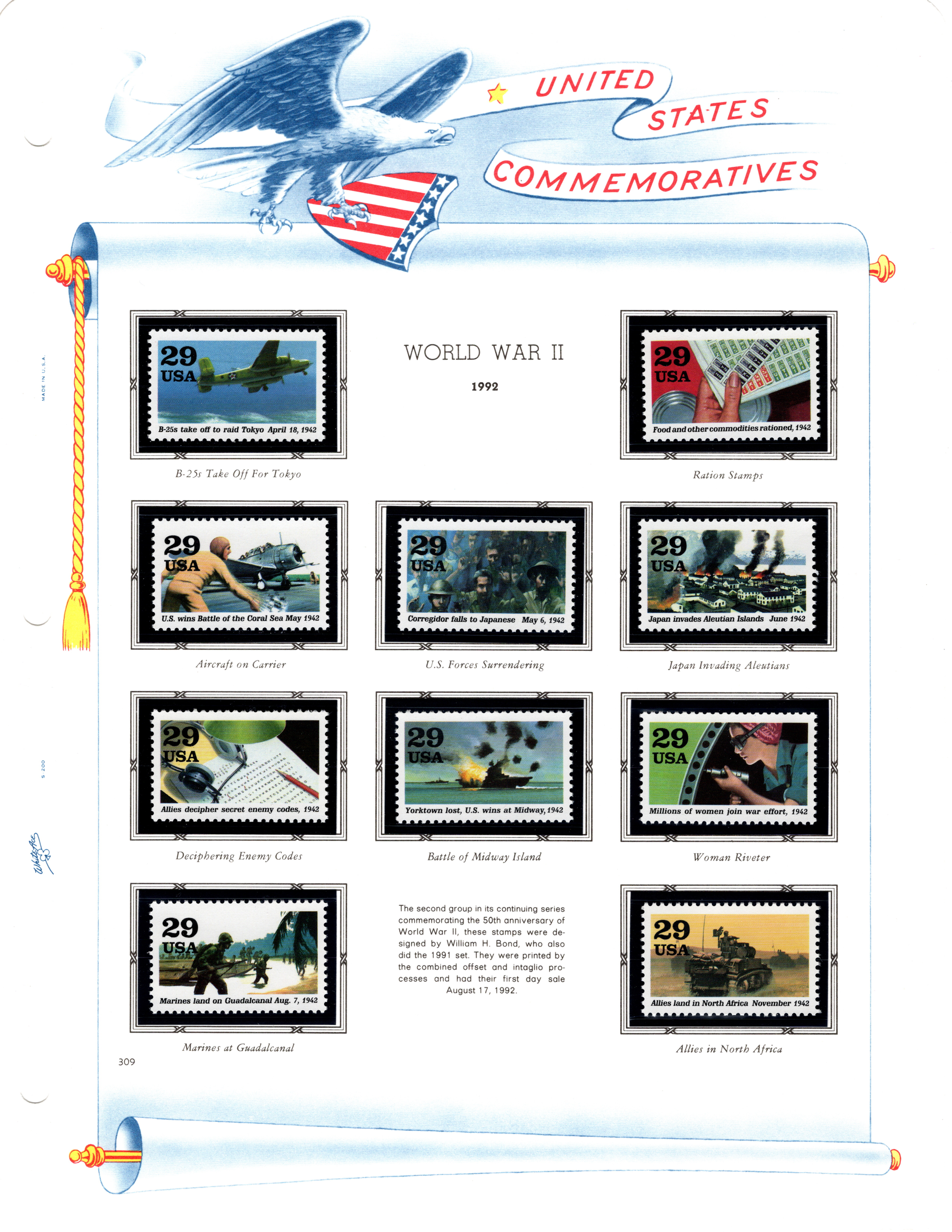 1992 "1942: Into the Battle" Souvenir Sheet sold at Winchester Discounts