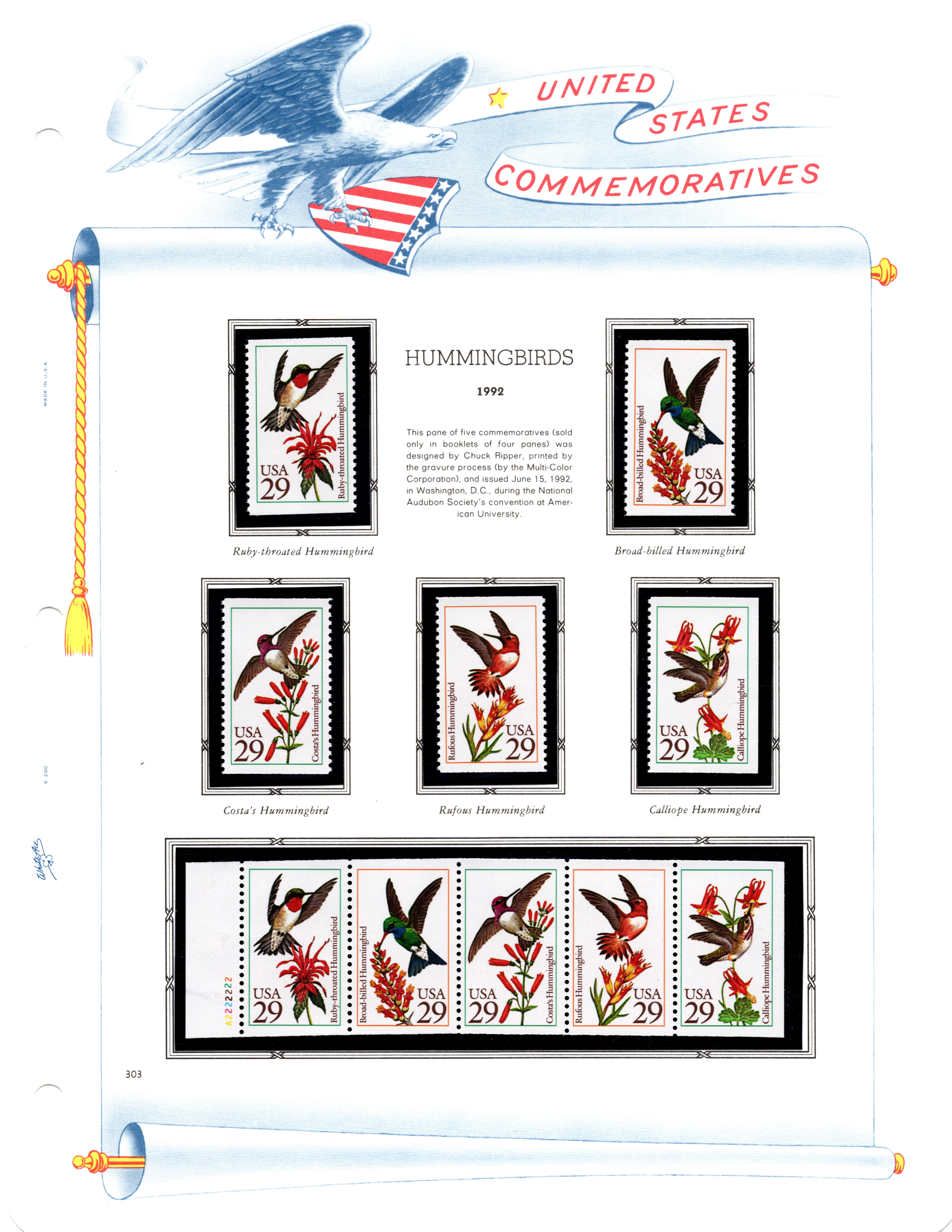 1992 Hummingbirds Stamp Collection sold at Winchester Discounts