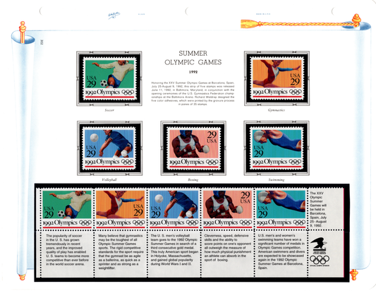 1992 Summer Olympic Games Commemorative Stamp Set sold at Winchester Discounts