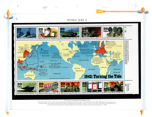 1993 29¢ Turning the Tide World War II Sheet sold at Winchester Discounts