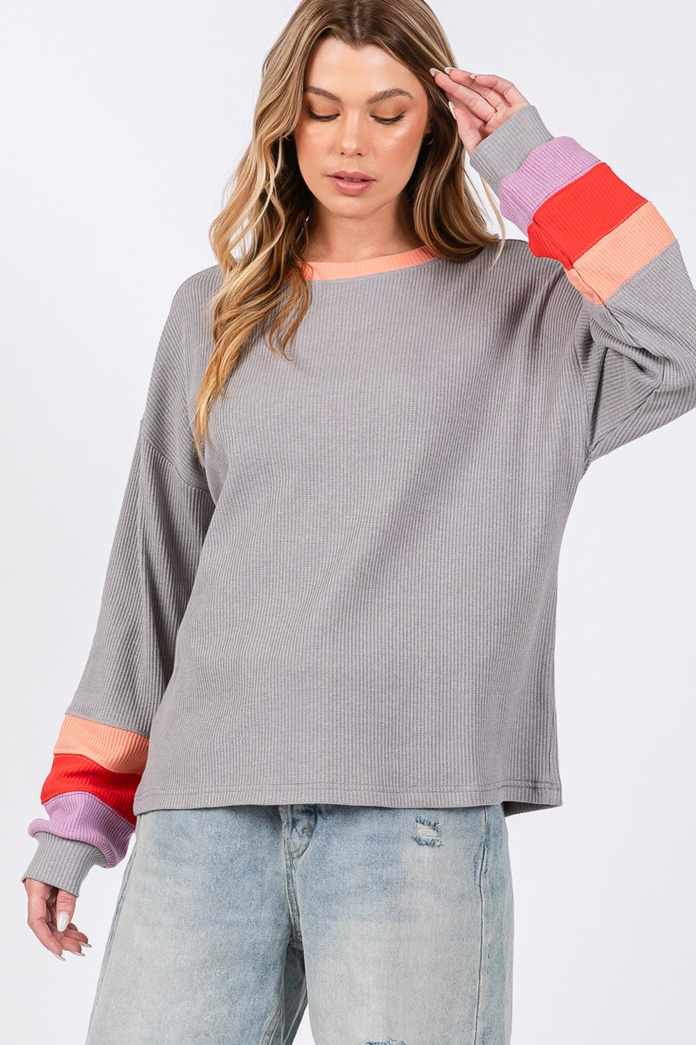 SAGE + FIG Color Block Waffle Knit T-Shirt 20304 | Gulf Resellers 