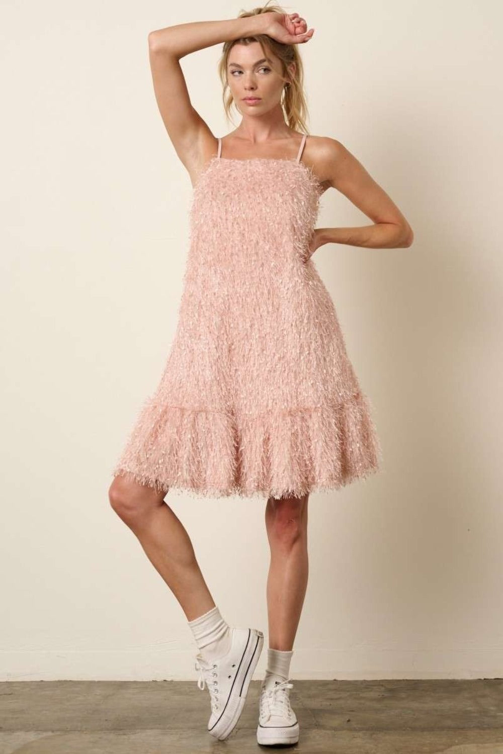 Mittoshop Feather Ruffle Hem Mini Cami Dress 9385 | Gulf Resellers 