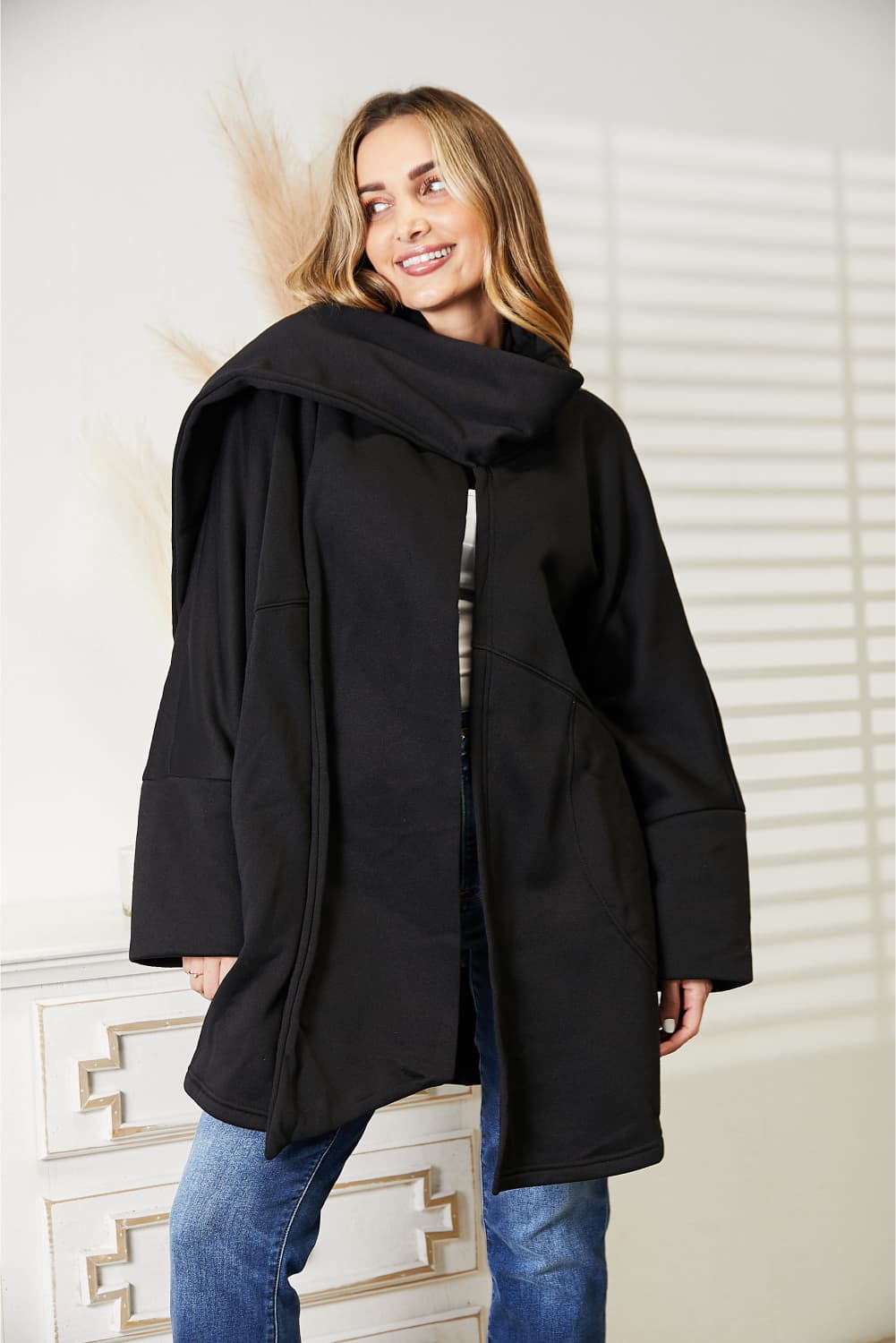 HEYSON Full Size Open Front Cardigan with Scarf Design 12664 | Gulf Resellers 