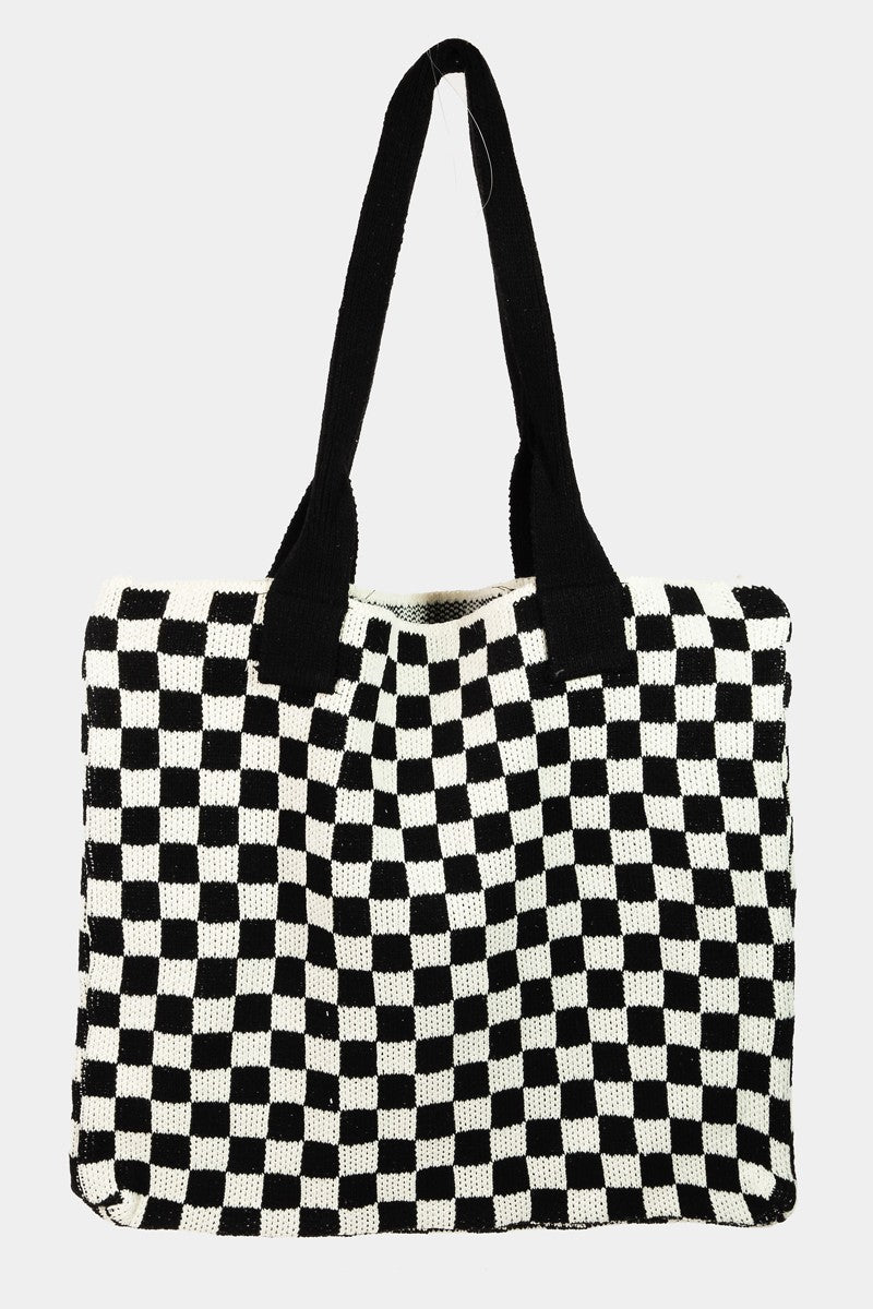 Fame Checkered Pattern Tote Bag 21952 | Gulf Resellers 