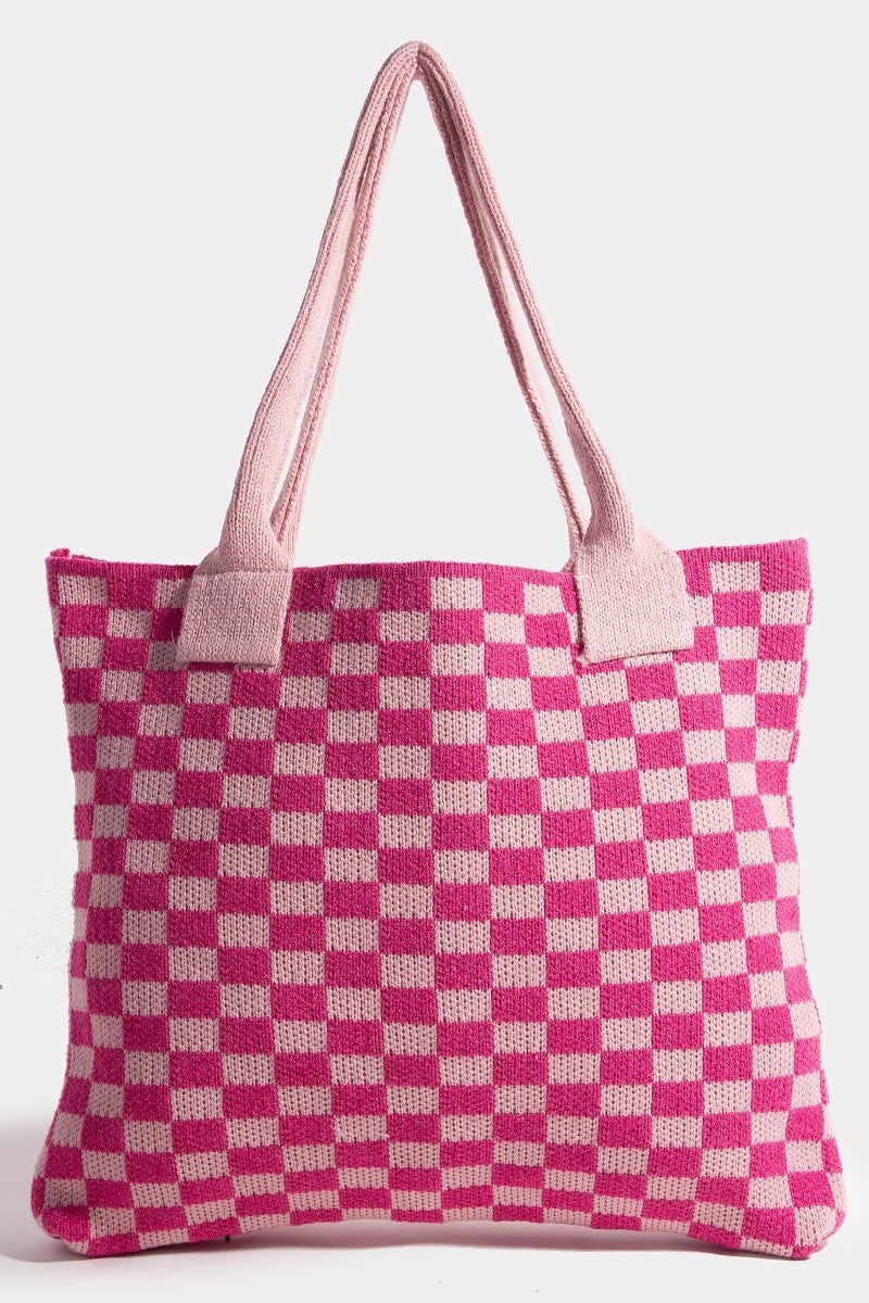 Fame Checkered Pattern Tote Bag 21957 | Gulf Resellers 