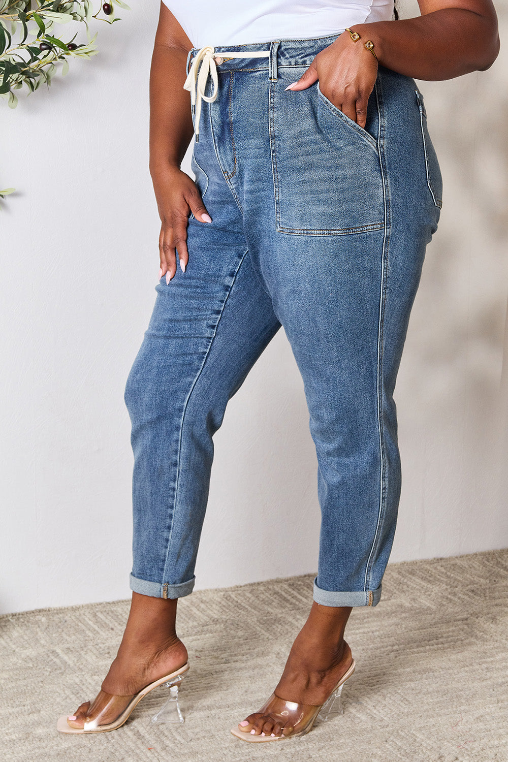 Judy Blue Full Size High Waist Drawstring Denim Jeans 10903 | Gulf Resellers 