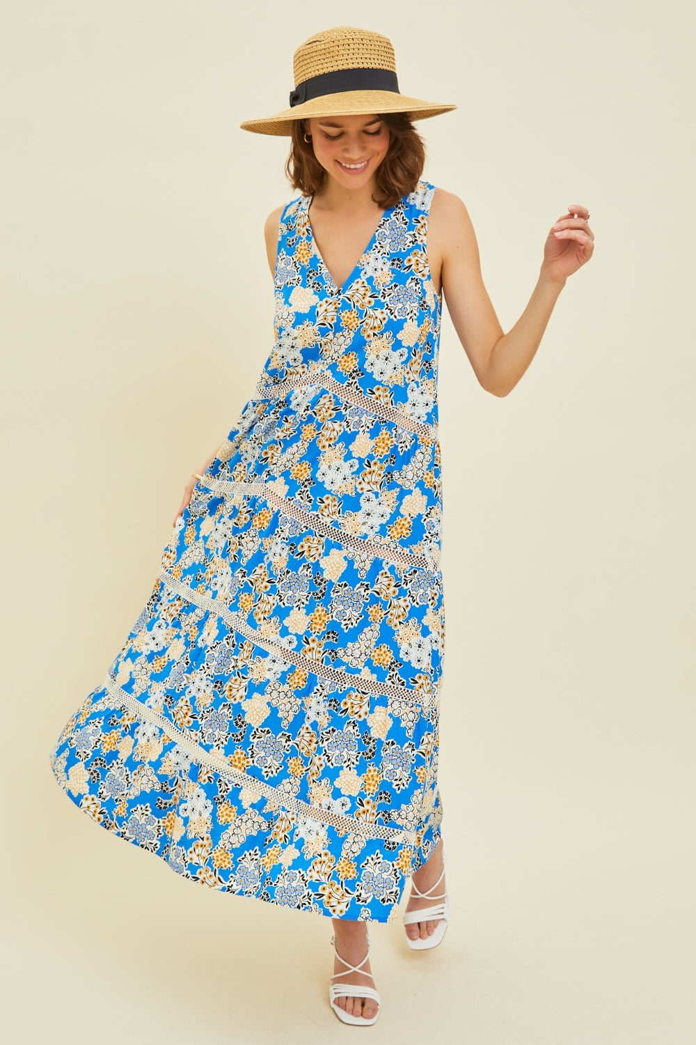 HEYSON Full Size Printed Crochet Trim Maxi Dress 15071 | Gulf Resellers 