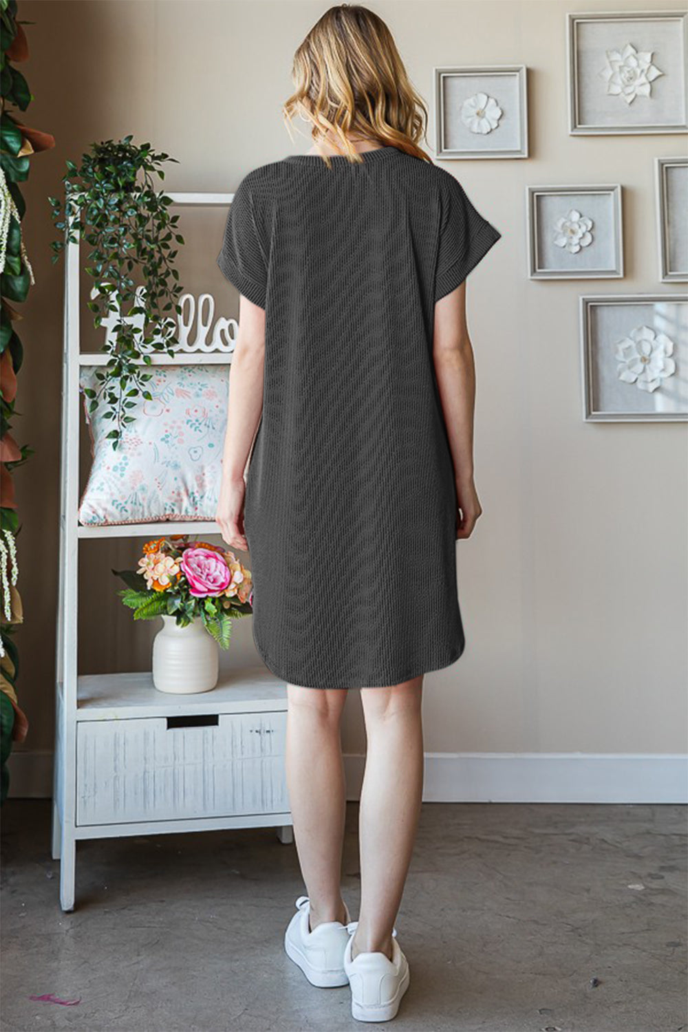 Heimish Full Size Ribbed Round Neck Short Sleeve Tee Dress | Gulf Resellers