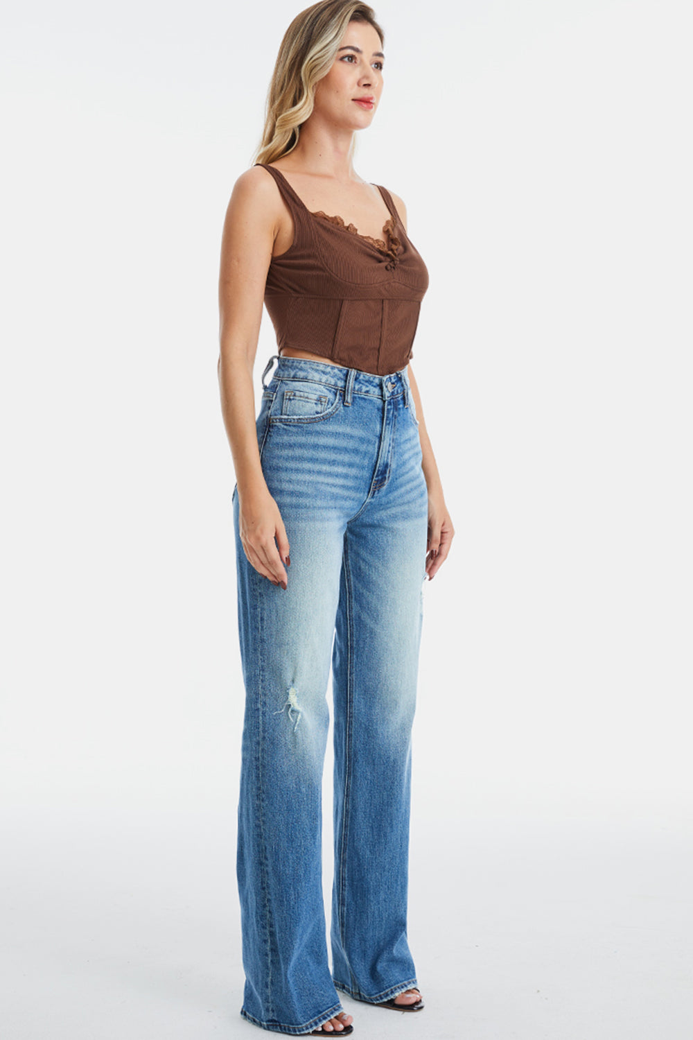 BAYEAS Full Size Ultra High-Waist Gradient Bootcut Jeans 18626 | Gulf Resellers 