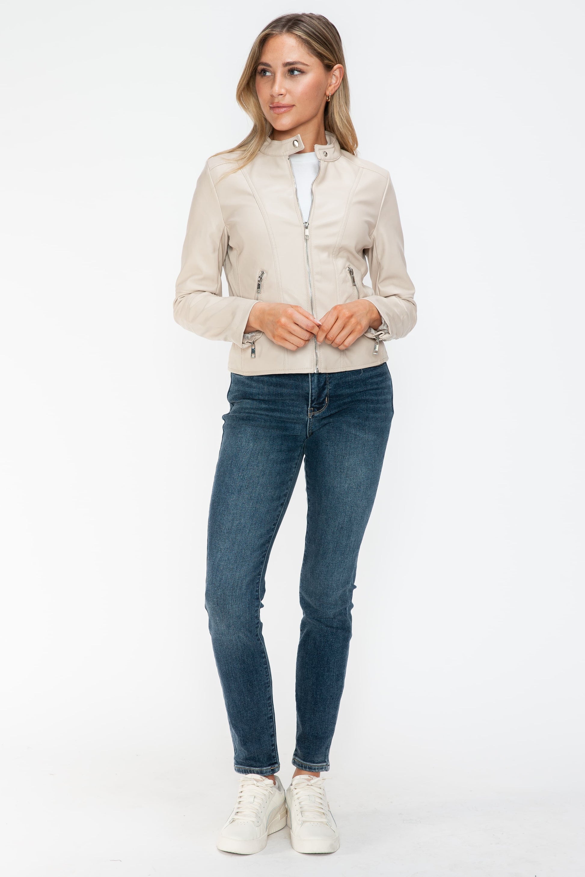 Snobbish PU Leather Zip Up Jacket with Pockets 15361 | Gulf Resellers 