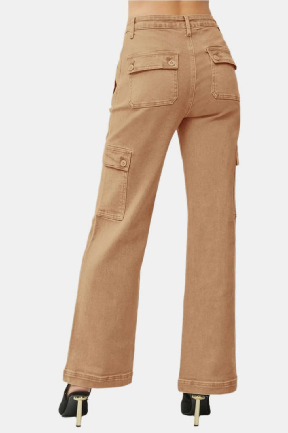 RISEN Full Size High Rise Wide Leg Cargo Jeans | Gulf Resellers