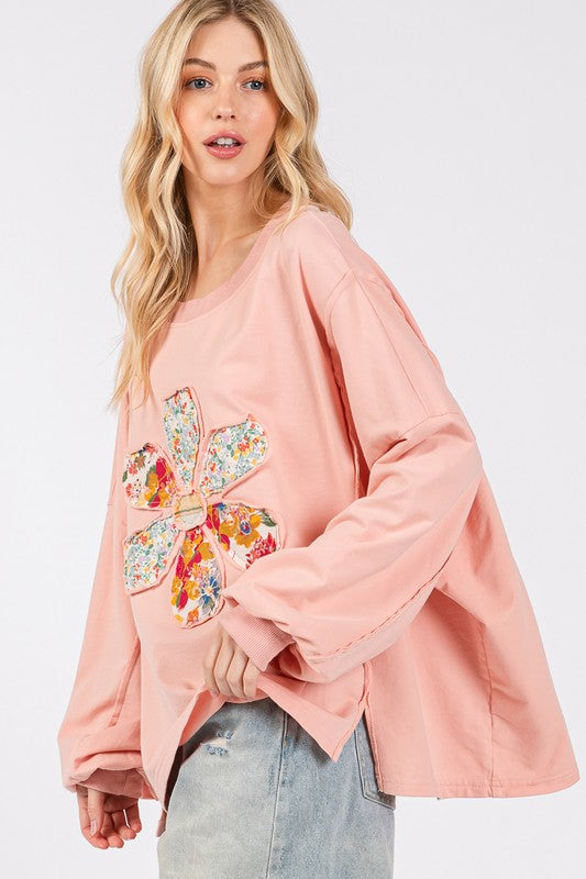 SAGE + FIG Flower Patch Dropped Shoulder Oversize Top 20238 | Gulf Resellers 