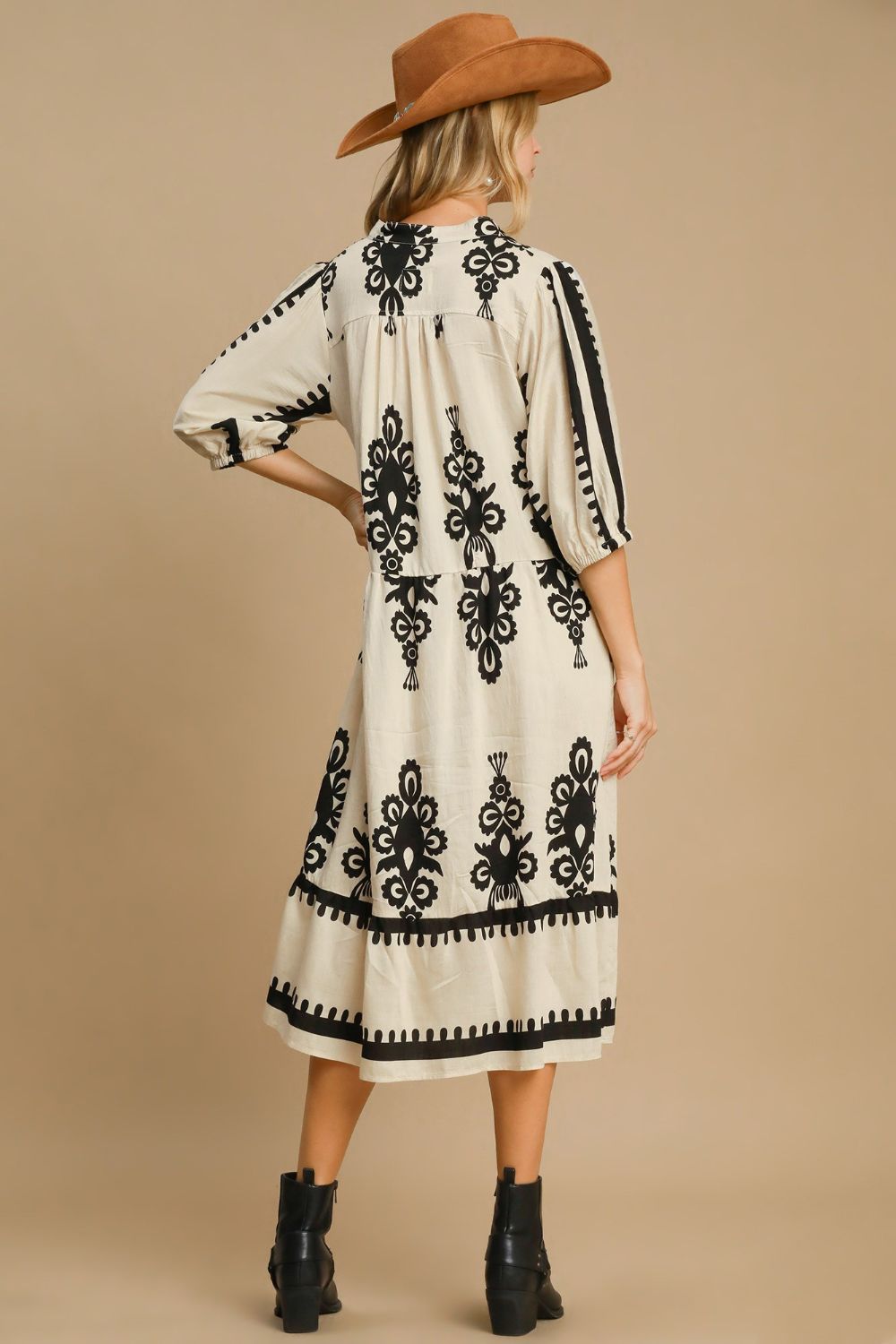 Umgee Printed Notched Midi Dress 20801 | Gulf Resellers 