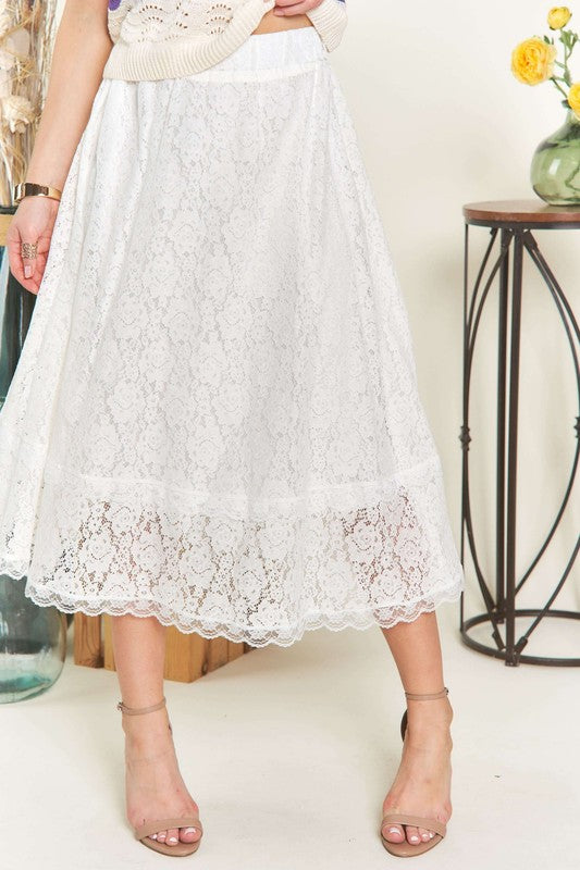 ADORA Elastic Waist Lace Midi Skirt 20519 | Gulf Resellers 