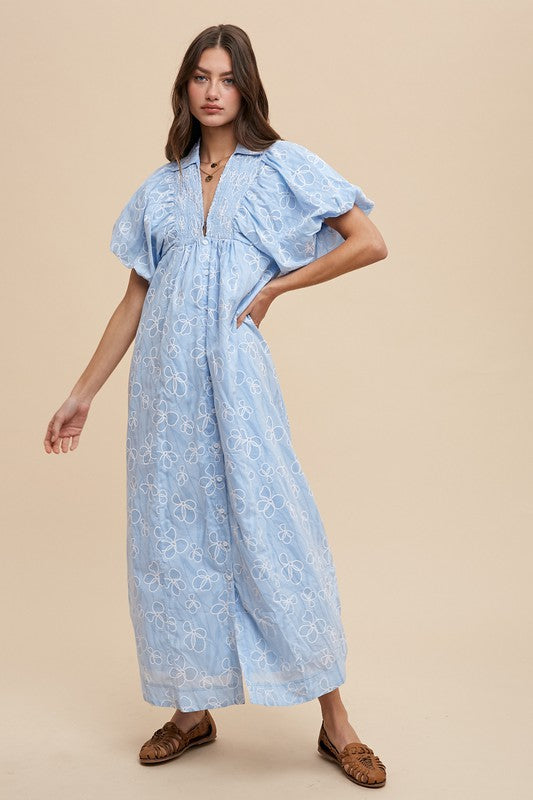 Annie Wear Floral Smock Detail Puff Sleeve Dress 21448 | Gulf Resellers 