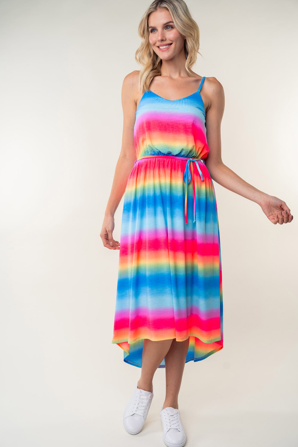 White Birch Full Size Ombre Striped Midi Cami Dress 6048 | Gulf Resellers 