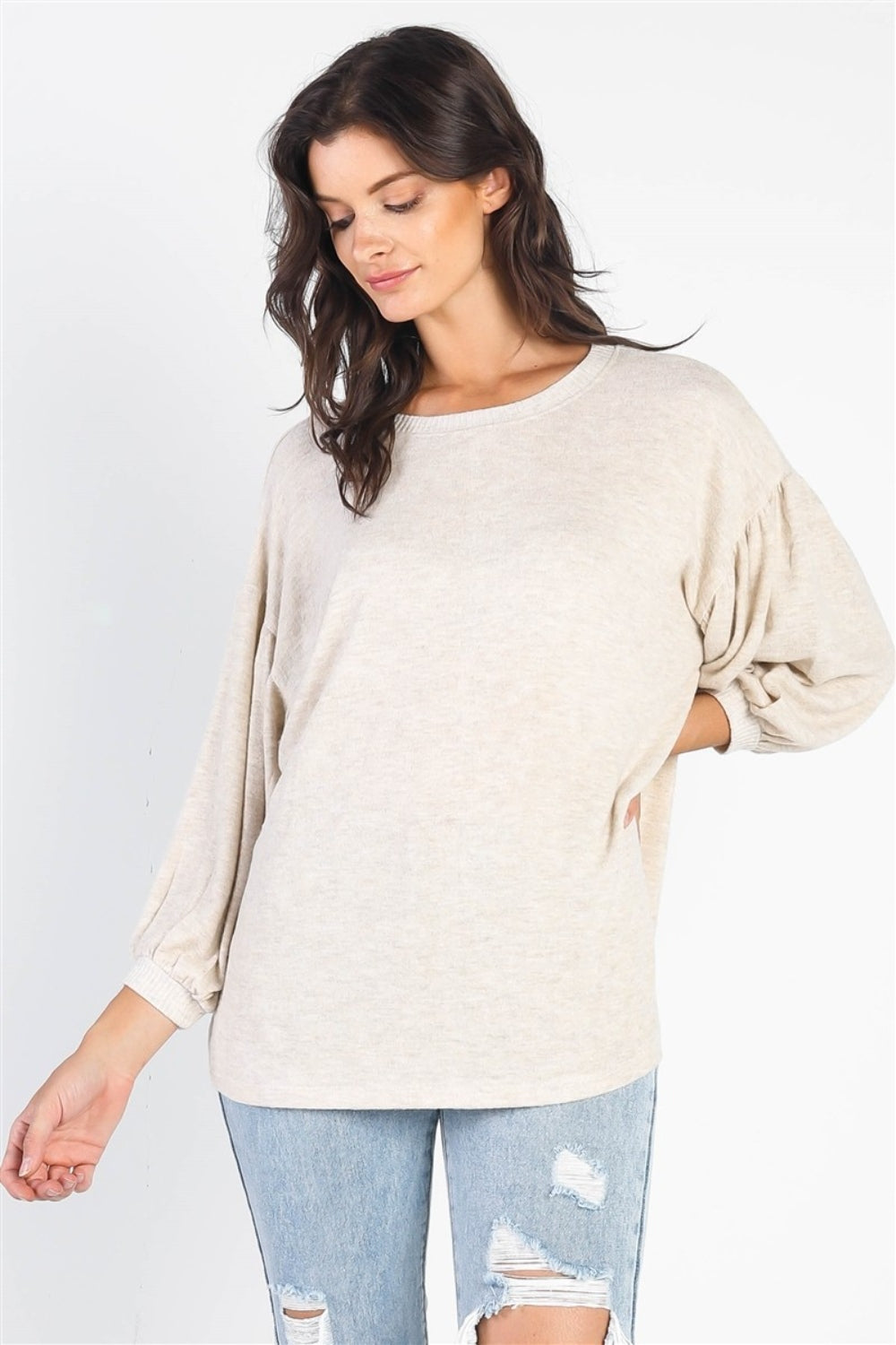 Cherish Apparel Drop Shoulder Puff Sleeve Top