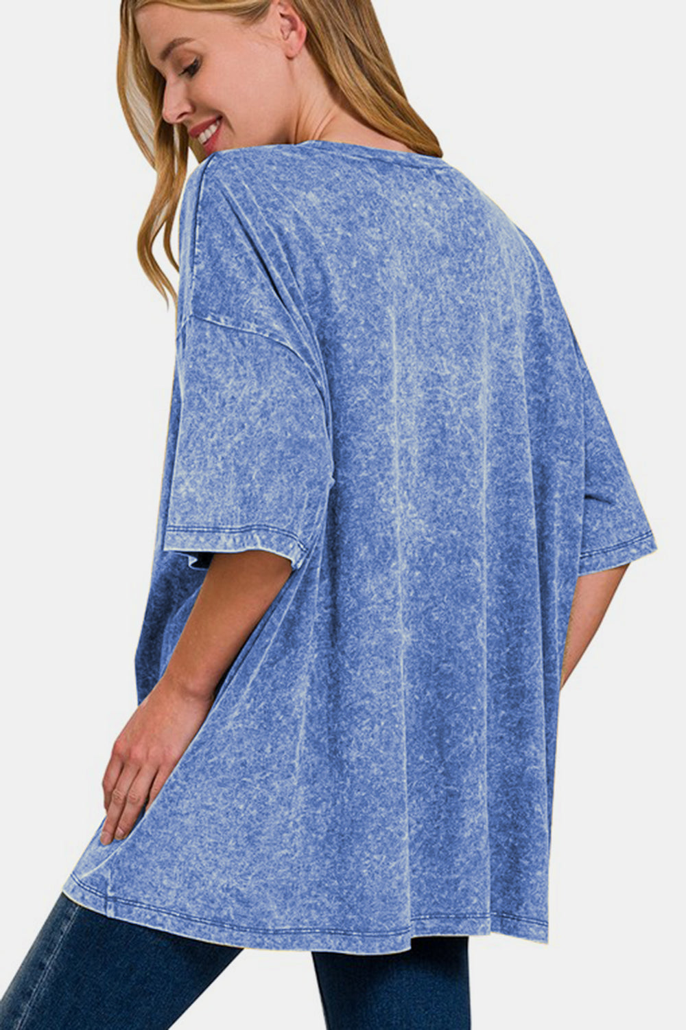 Zenana Full Size Washed Round Neck Drop Shoulder Oversized T-Shirt 21542 | Gulf Resellers 