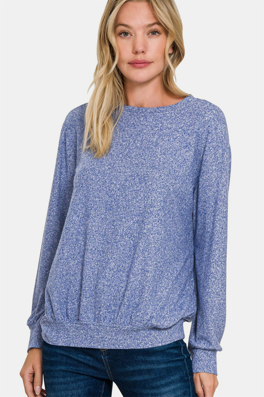 Zenana Full Size Melange Round Neck Top 21591 | Gulf Resellers 