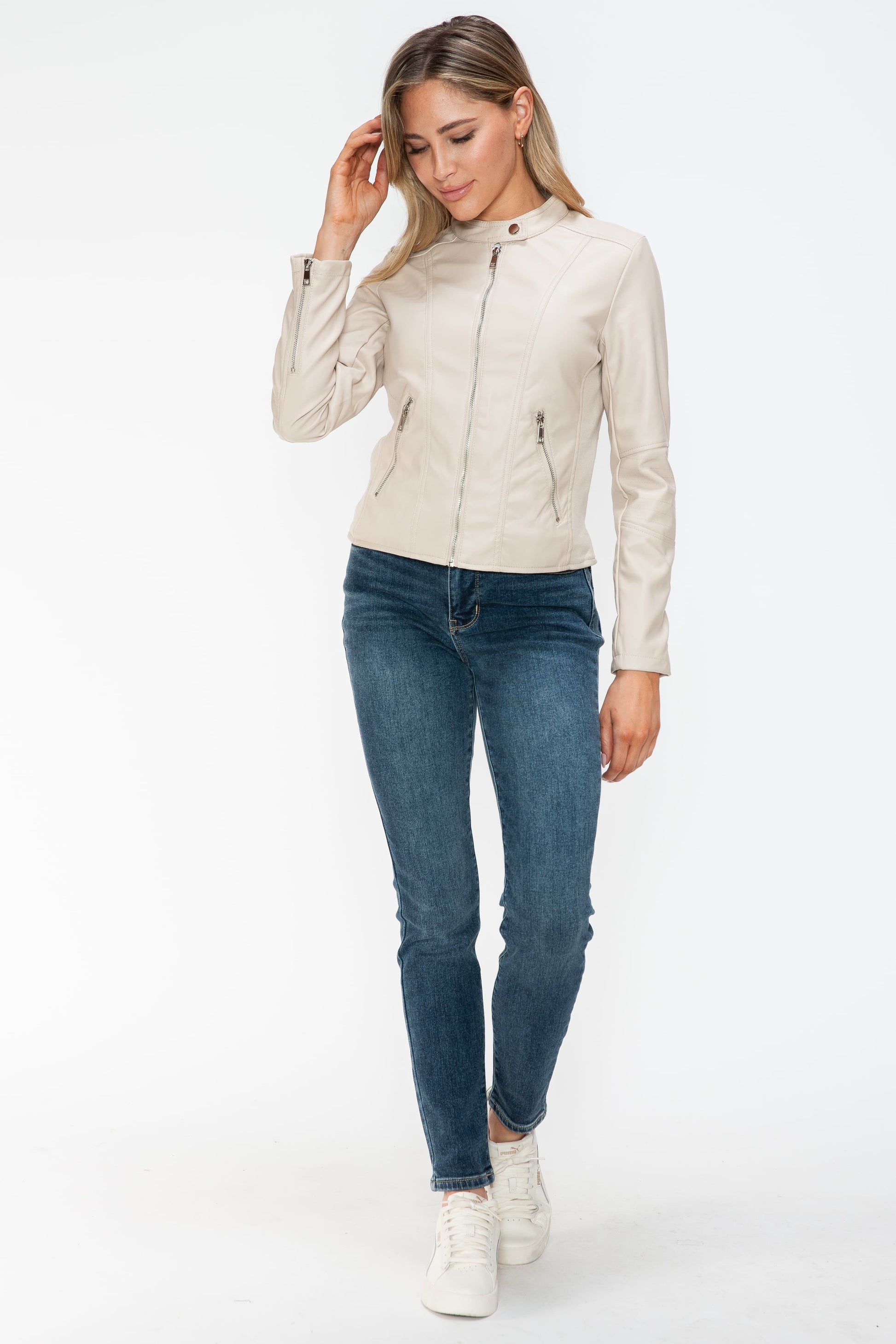 Snobbish PU Leather Zip Up Jacket with Pockets 15359 | Gulf Resellers 
