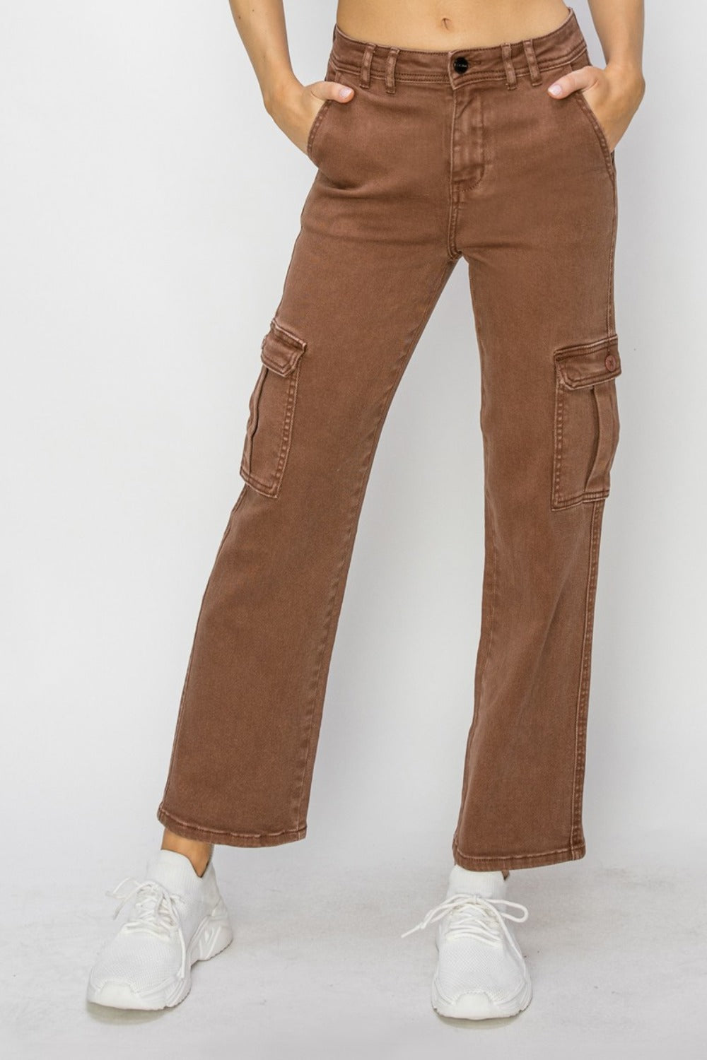 Risen Full Size High Rise Cargo Jeans 8652 | Gulf Resellers 