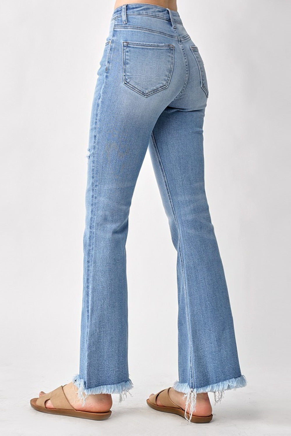 RISEN High Rise Frayed Hem Bootcut Jeans 19926 | Gulf Resellers 