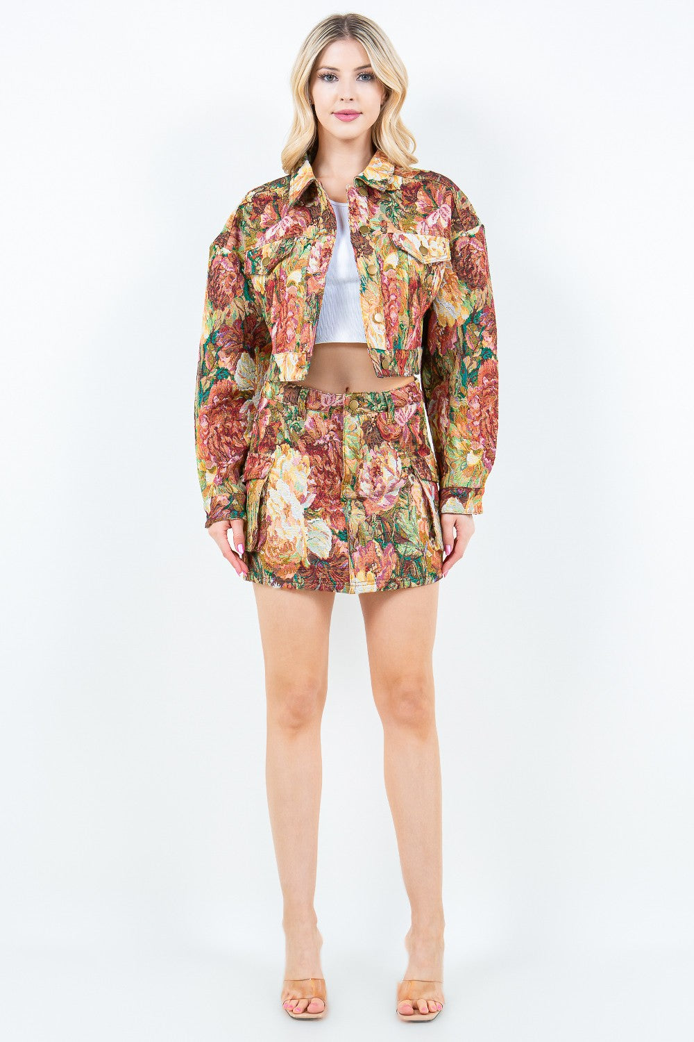 American Bazi Jacquard Cargo Cropped Jacket