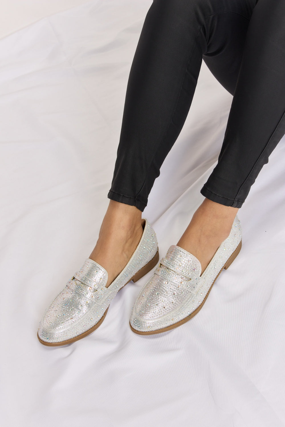 Forever Link Rhinestone Point Toe Loafers | Gulf Resellers